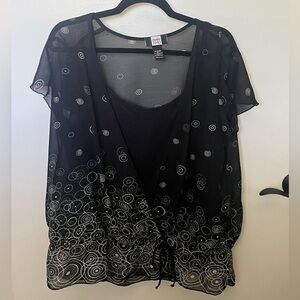 Studio 1940 Black Sheer Top with built in Cami